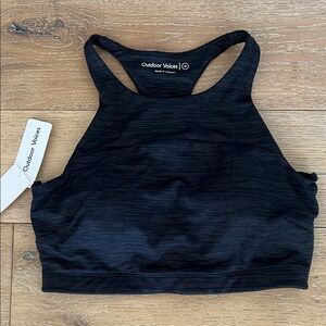 NWT Outdoor Voices Move Free Midnight Black Crop Top Sports Bra
